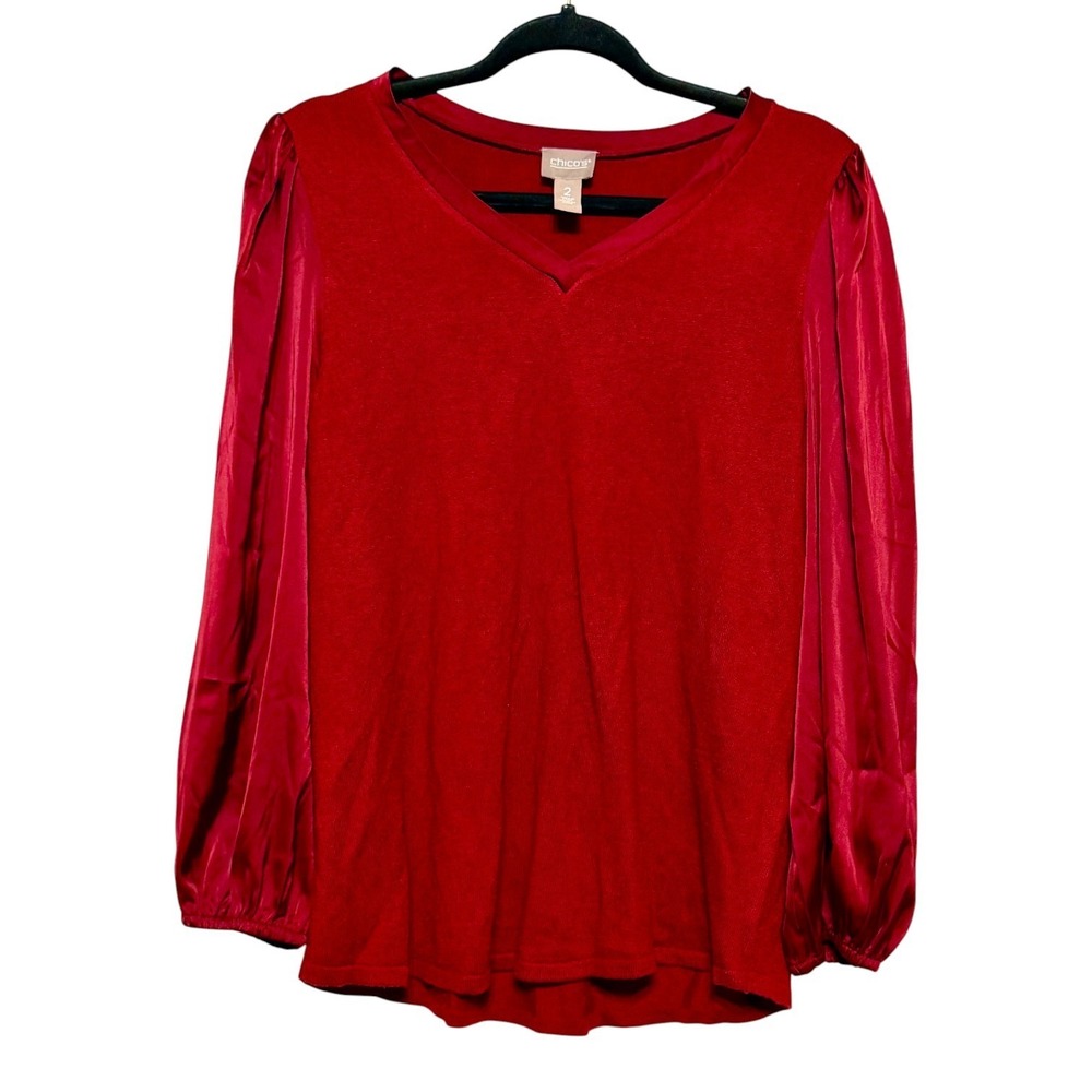 Chicos Old Money‎ Cashmere Blend Blouse Womens Size 2 Large Romantic Elegant